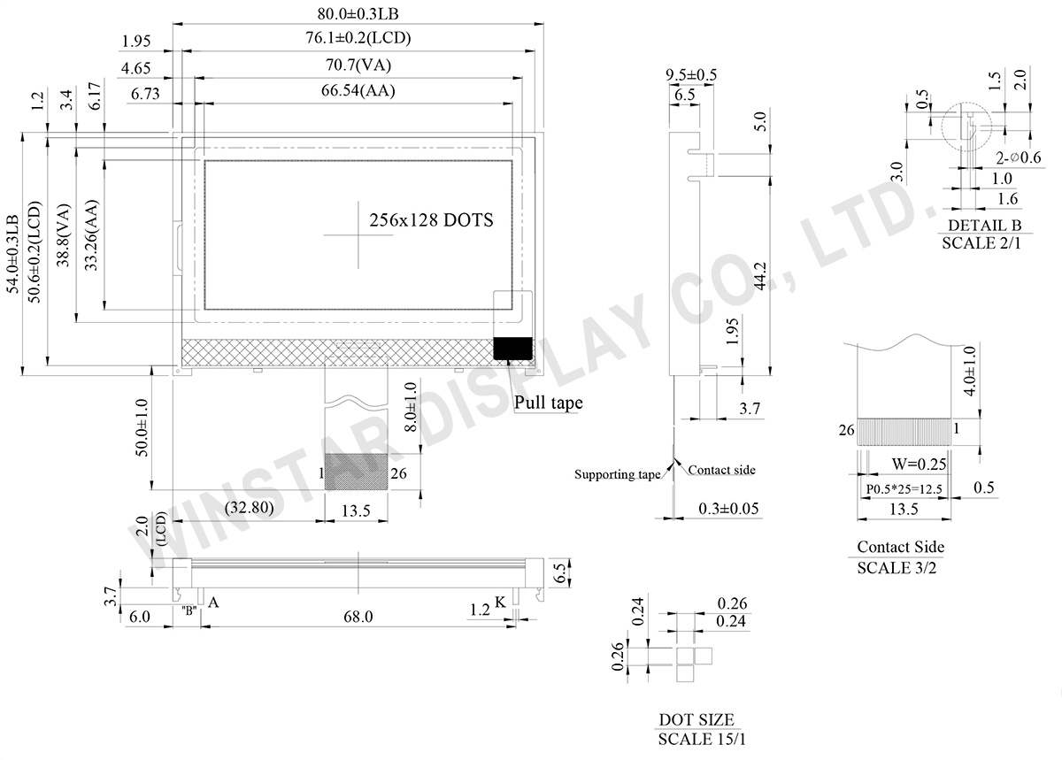 Graphic COG LCD 256x128, 256x128 LCD - WO256128A