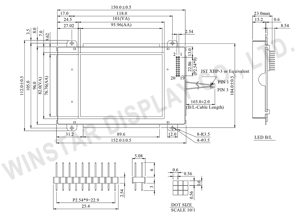 160x128 Graphic Dot Matrix LCD Display - WG160128C