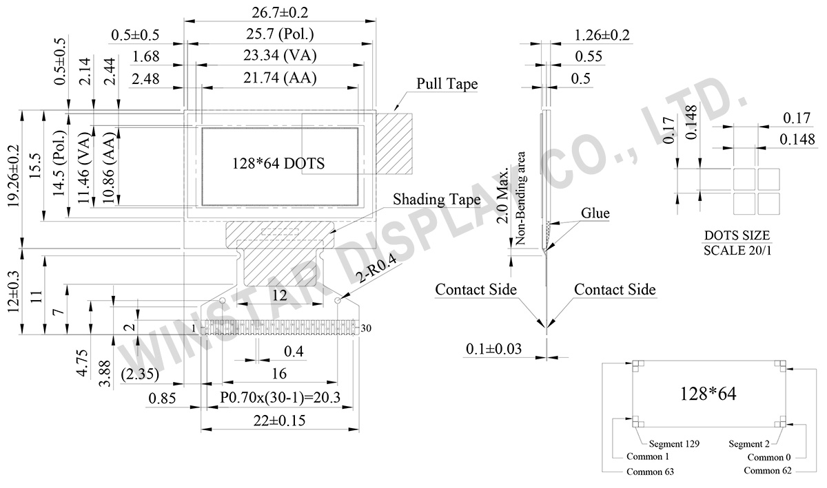 128x64 Graphic OLED Display - WEO012864C