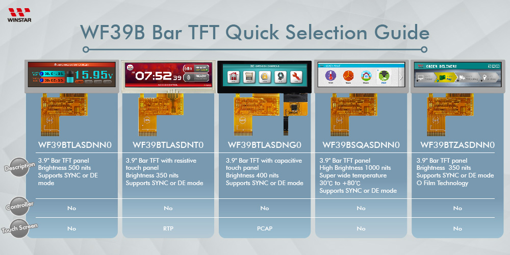 WF39B Bar TFT Quick Selection Guide - Winstar