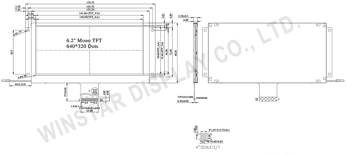 WF62ATXGRDNN0 - 6.2 TFT LCD Display Module 640 x 320