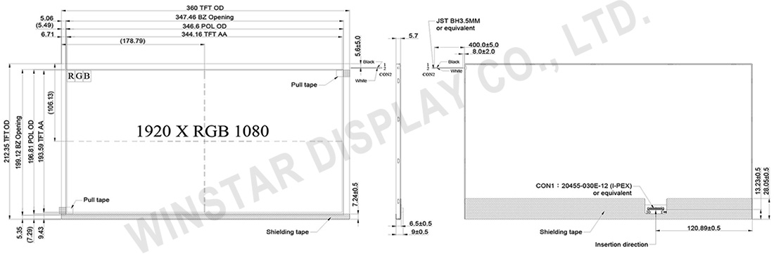 eDP Interface Display, eDP Display,1920x1080 LCD,1920x1080 Display - WF1560BTYAA5ENN0