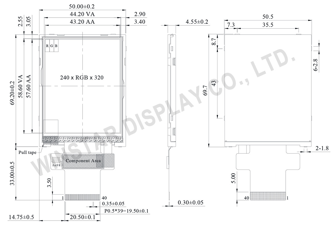 2.8 inch 240x320 Sunlight Readable TFT IPS LCD - WF28JSYAJDNN0 - Winstar Display