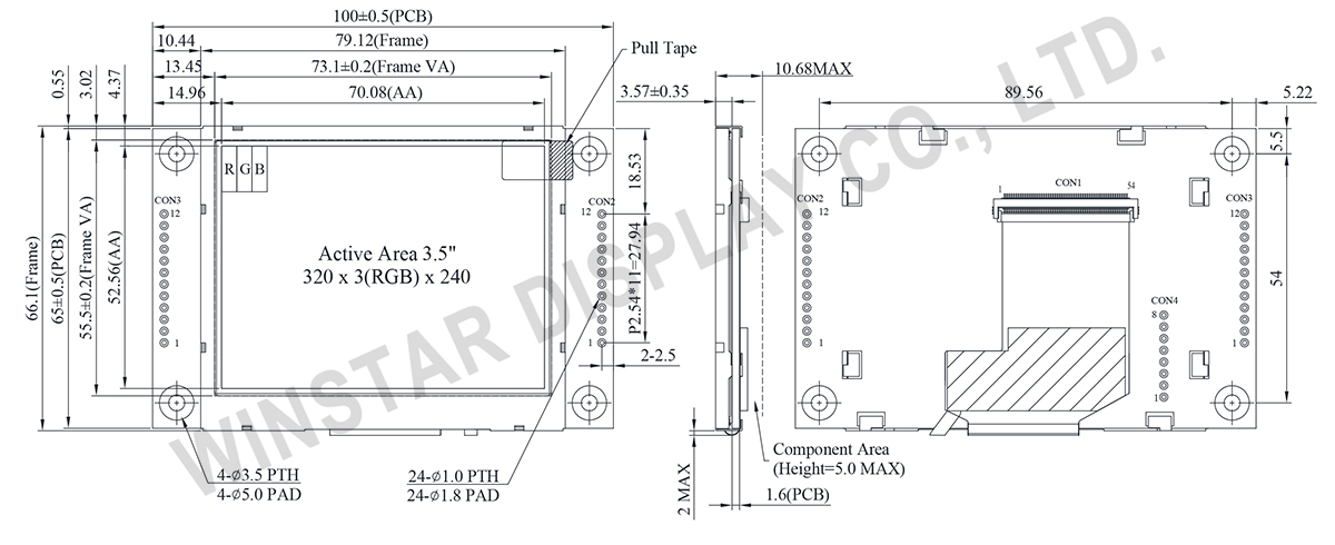 3.5 inch UART TFT LCD 320×240 Display - WL0F00035000LNFAAEA00