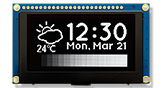 2.7インチ 128x64 COG OLEDディスプレイ、グレースケール対応、PCBおよびフレーム付き - WEP012864U