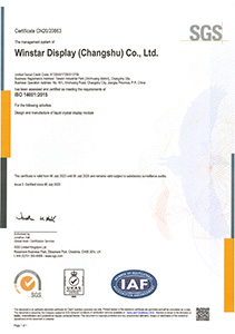 Certyfikacja Winstar (Changshu) ISO 9001:2015