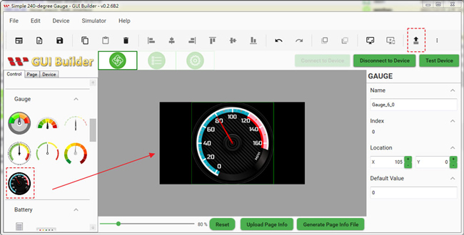 Conexión del Smart Display y carga del proyecto mediante GUI Builder