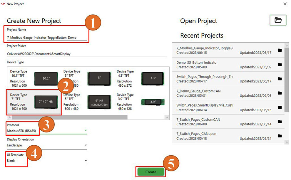 Diseñar el proyecto de demostración en GUI Builder - 1