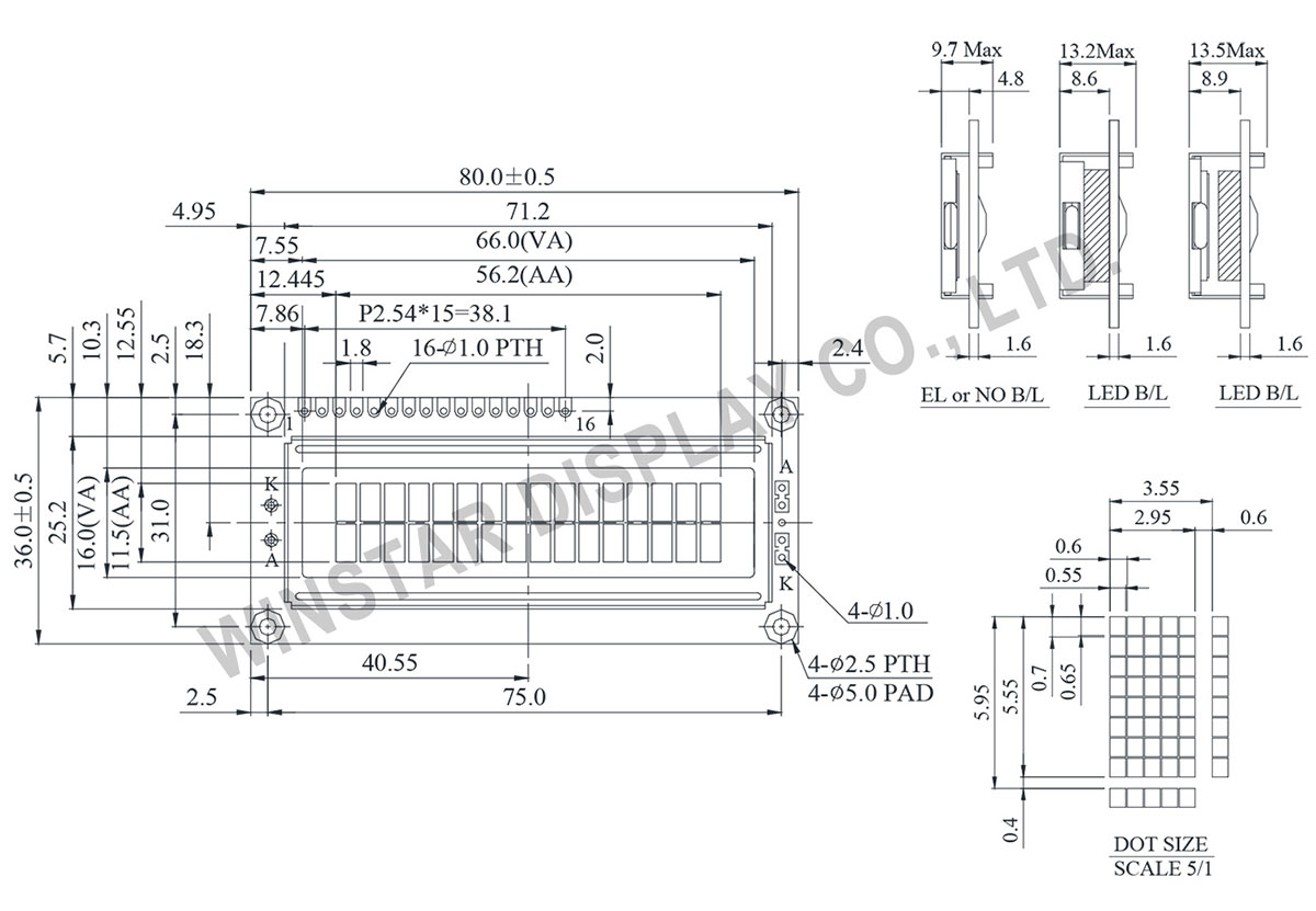 Display 16x2, LCD Display 16x2, LCD Module 16x2, LCD Display Module 16x2, Winstar Display LCD WH1602B