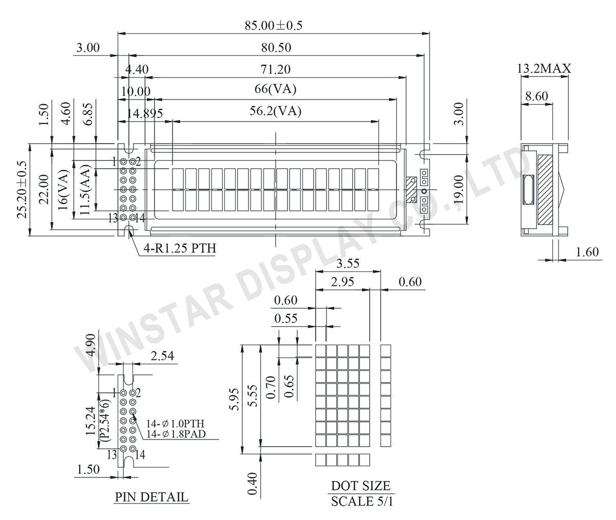 Winstar WH1602P LCD Character Modules 16x2