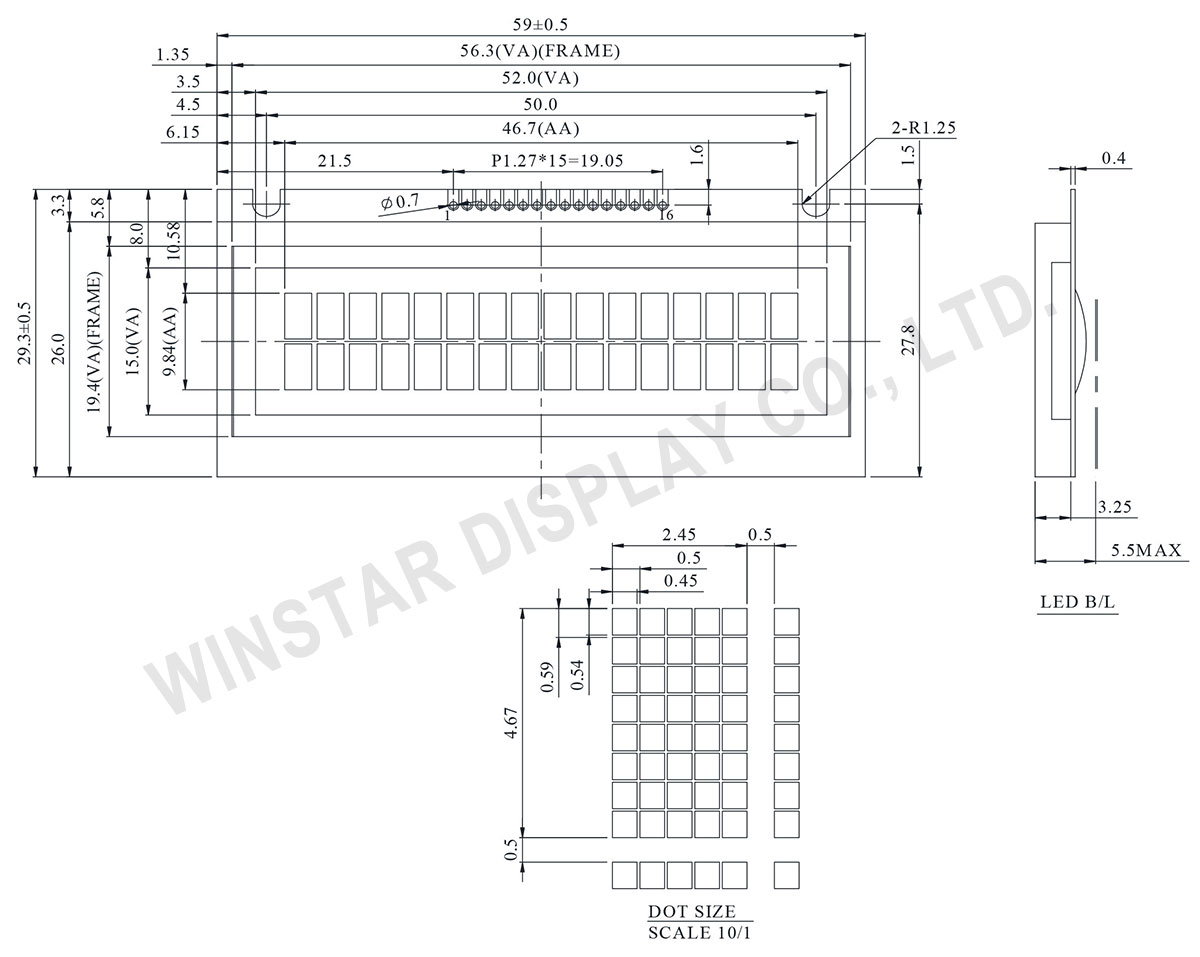 Winstar WH1602S 16x2 LCD Display Character