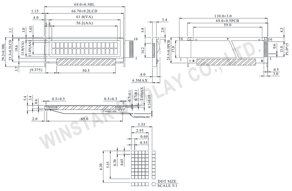 Winstar WH1602V2 - 16x2 LCD Character Display