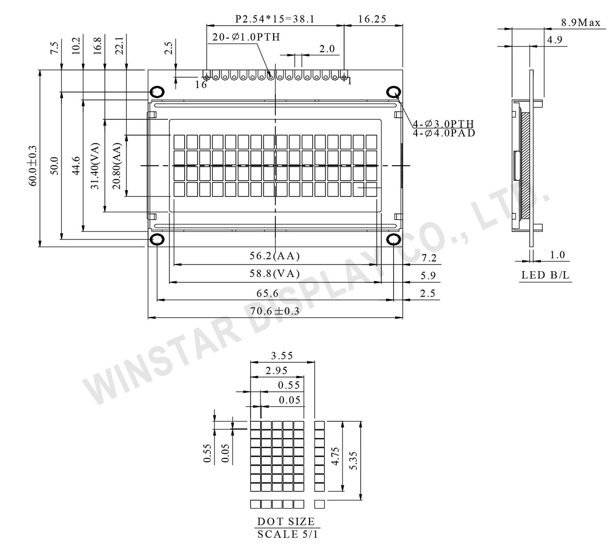 Winstar WH1604B - 16x4 Character LCD Display Module