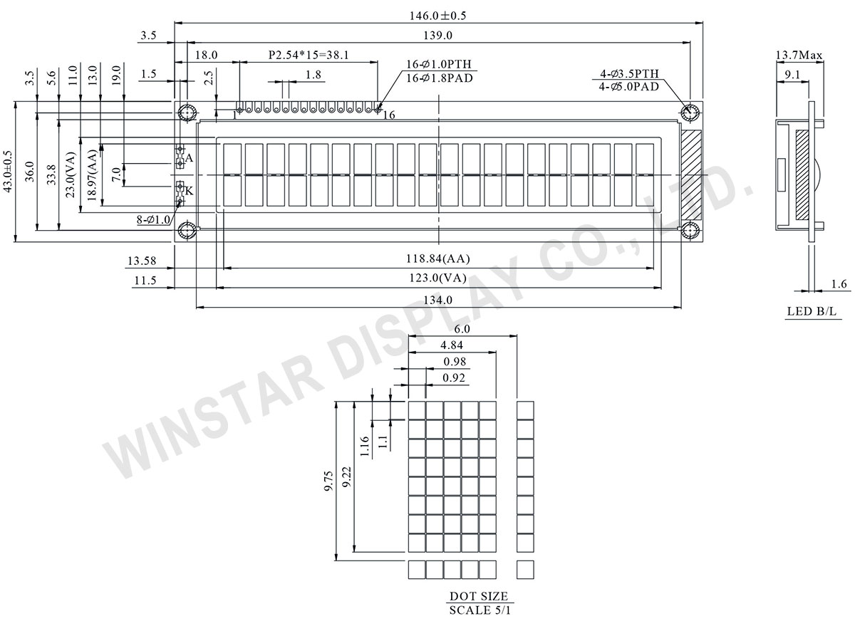 Winstar WH2002M 20x2 Character LCD Modules