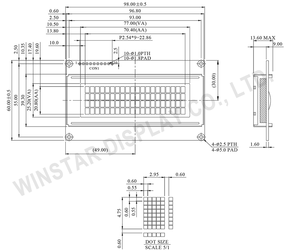 20x4 Character UART LCD Display Module - WH2004AR