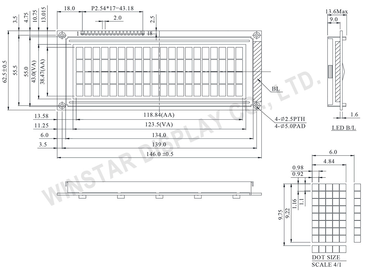 STN LCD Module, STN Display, STN LCD Display, LCD STN 20x4 - WH2004L