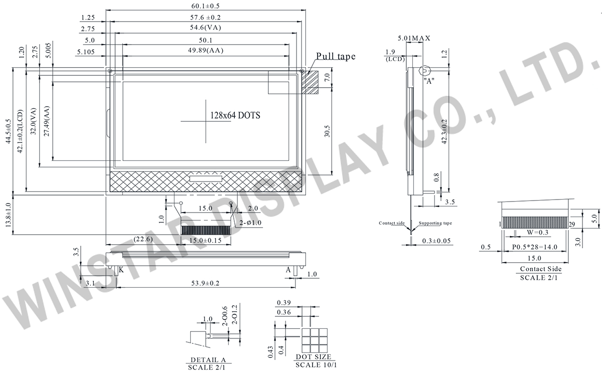 Winstar WO12864A1 128x64 COG LCD Module