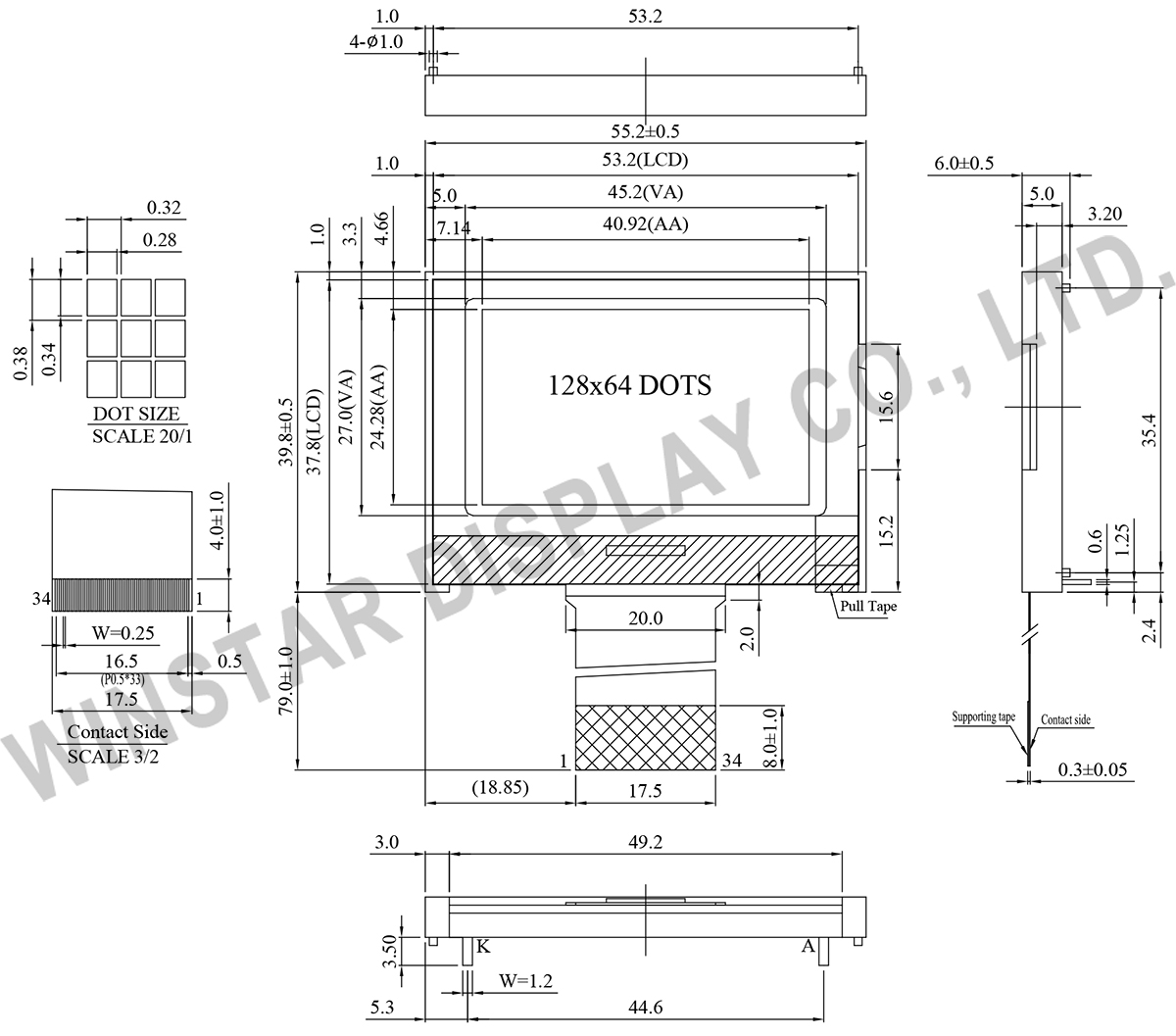Winstar Chip-on-Glass LCD Module 128x64 - WO12864C2