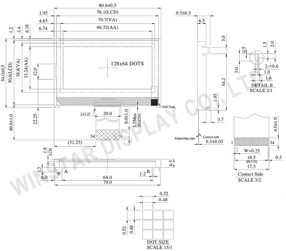 128x64 Chip on Glass LCD Module with ST7567 IC - WO12864Q