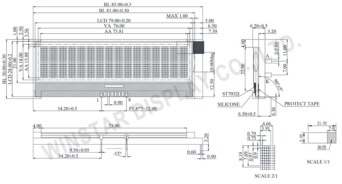 COG LCD Display Module 16x2 - WO1602B - Winstar