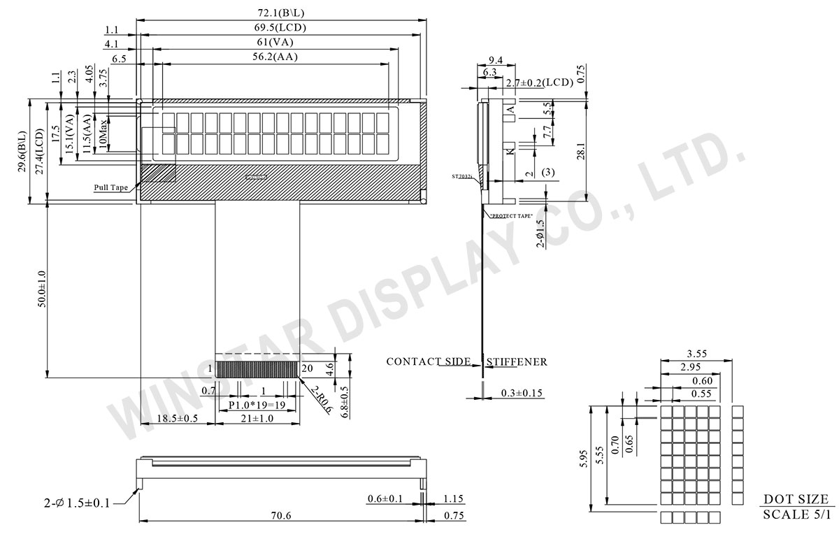 Winstar WO1602F - Chip-on-Glass LCD Module 16x2