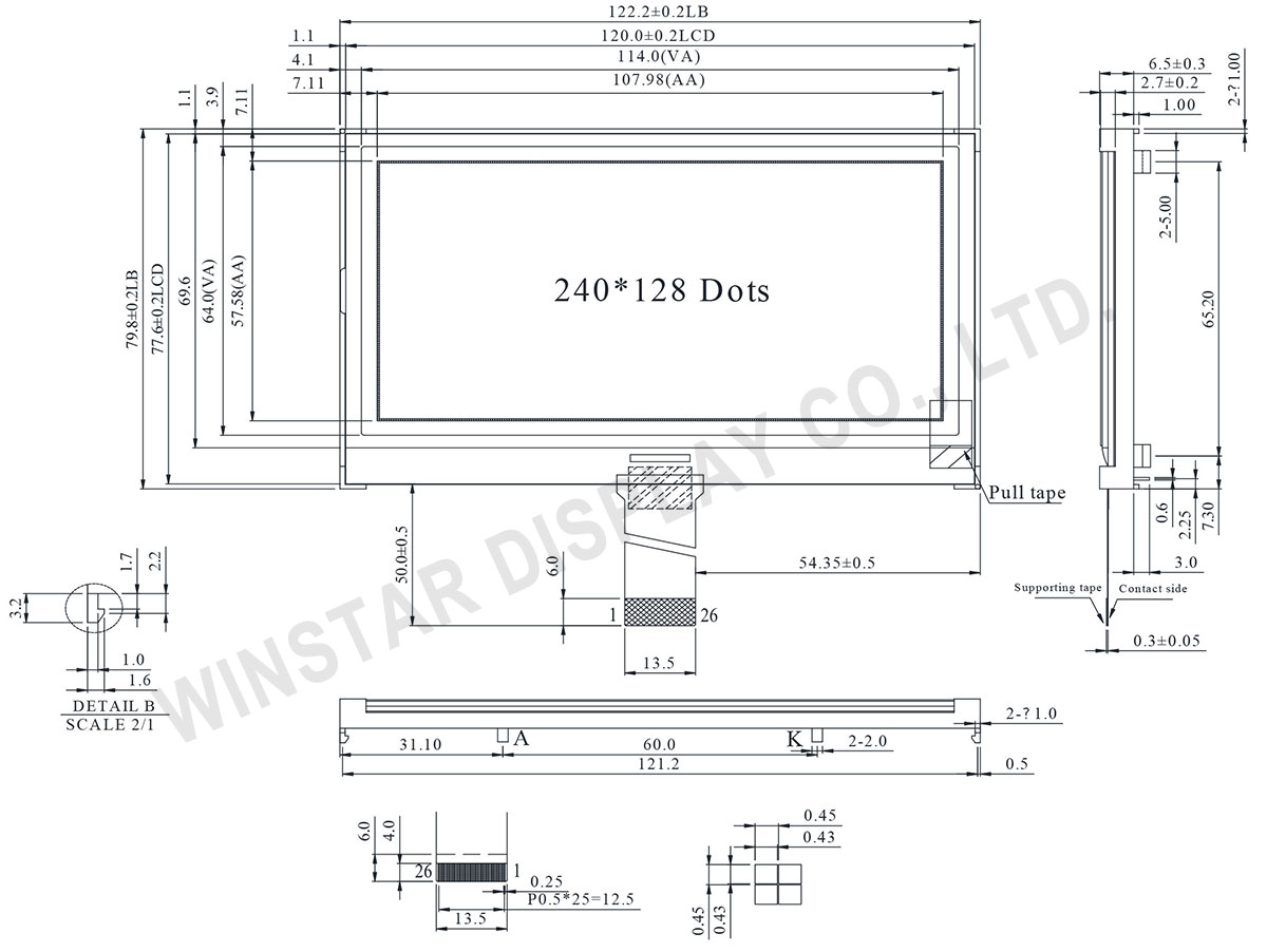 Chip on Glass  LCD Module 240x128 - WO240128B