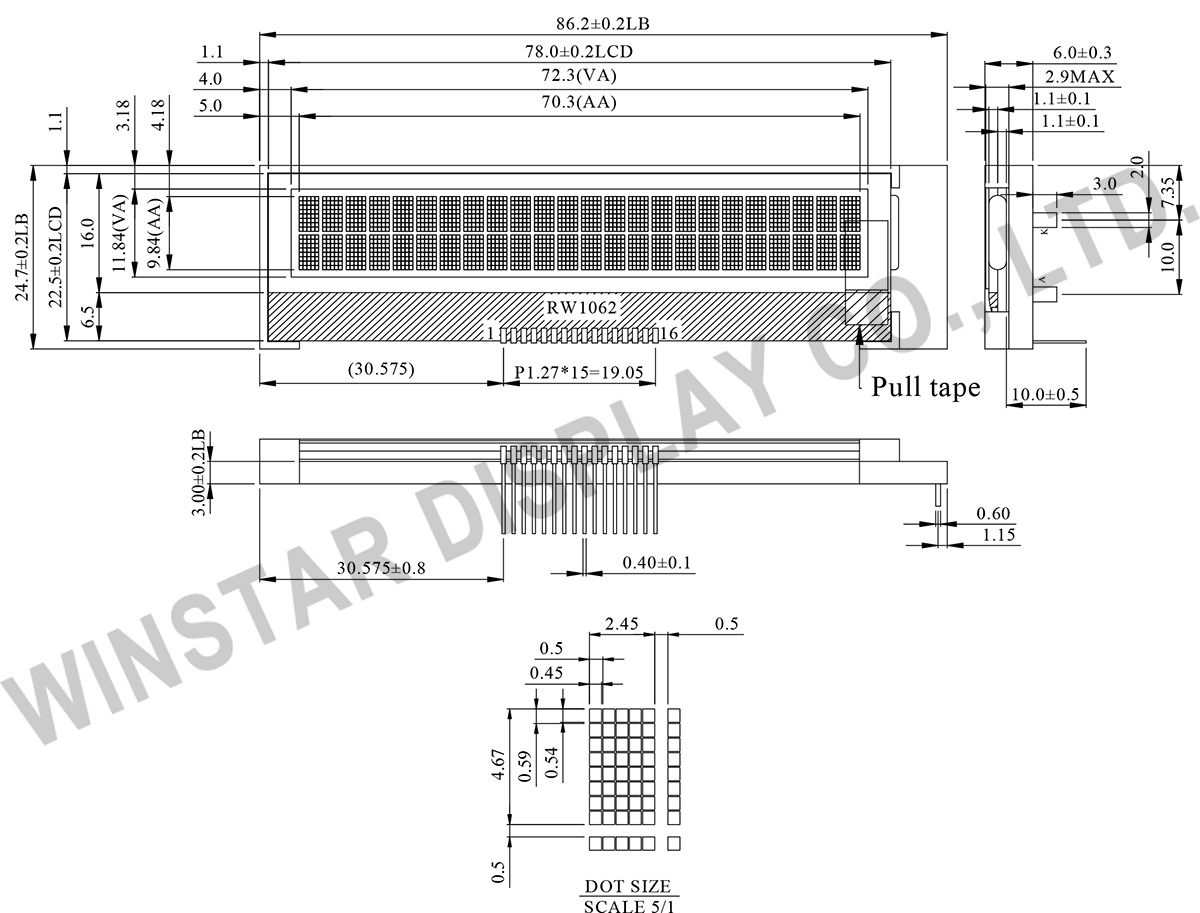 Winstar 24x2 COG LCD Display, I2C Interface LCD Display - WO2402A