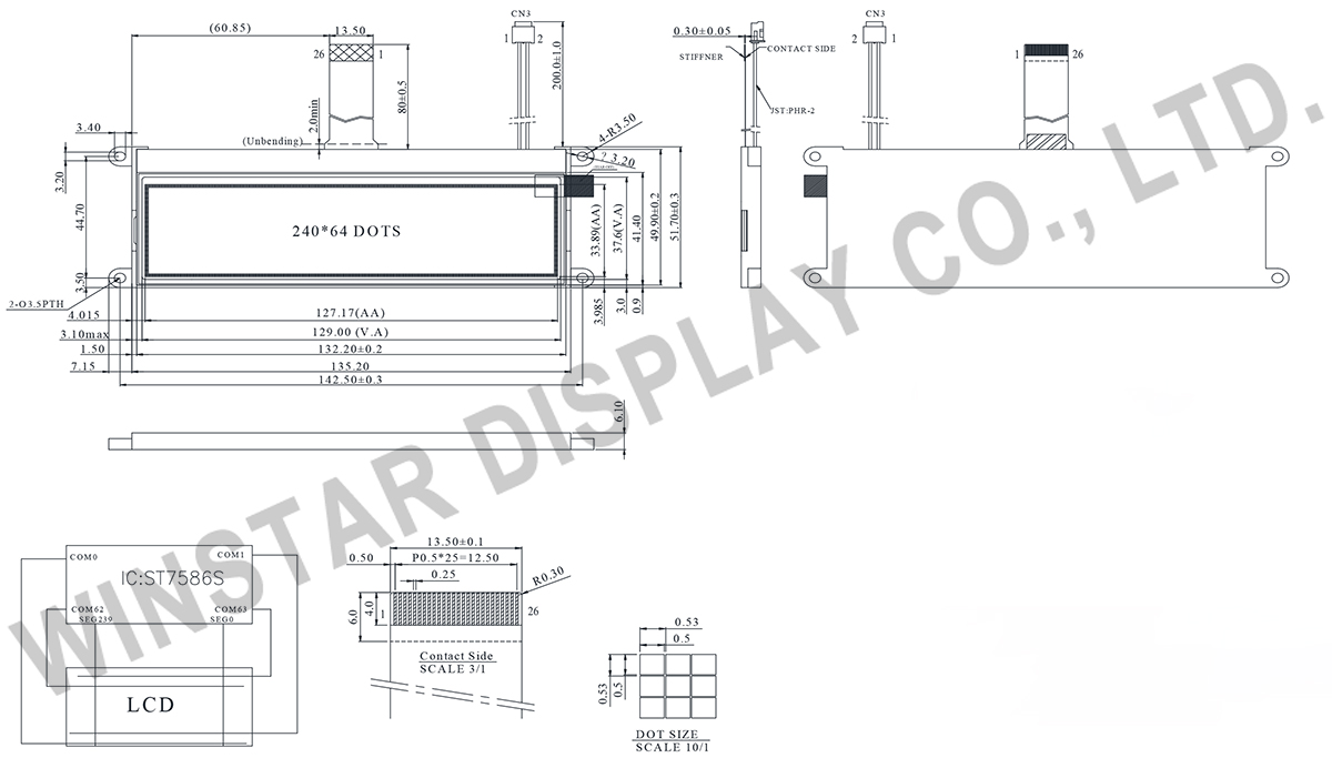 COG Display LCD 240x64 - Winstar WO24064B