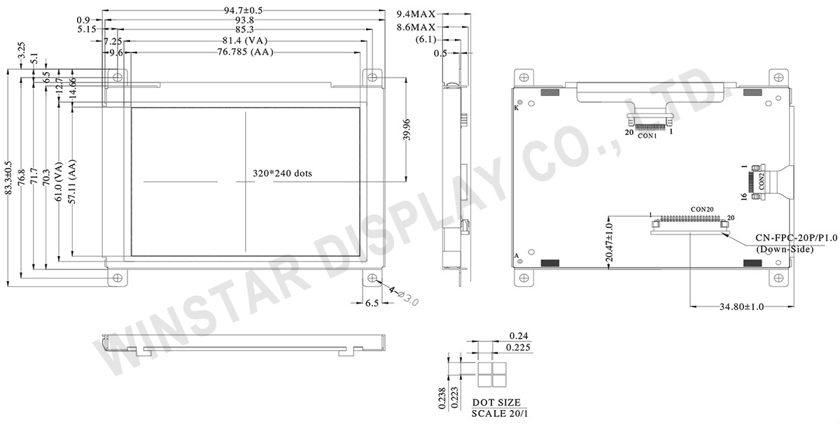 Chip on Glass LCD Module 320x240 - WO320240E