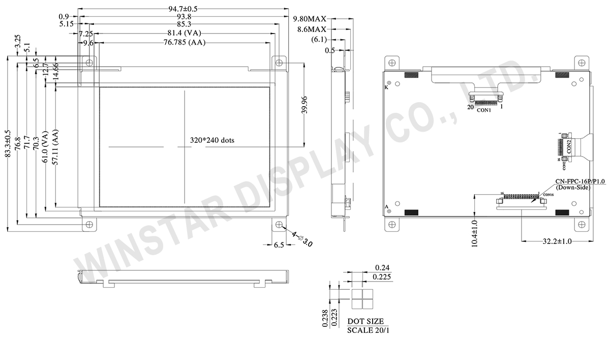 Chip on Glass LCD Module 320x240 - WO320240F