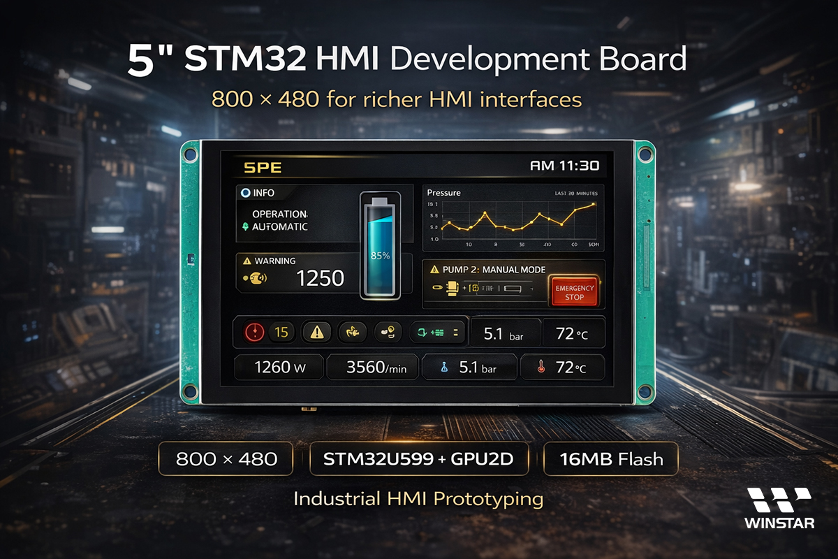 5" TFT HMI Development Board (STM32U599 MCU, 800x480 IPS) - WL0F00050000FGXAANA00