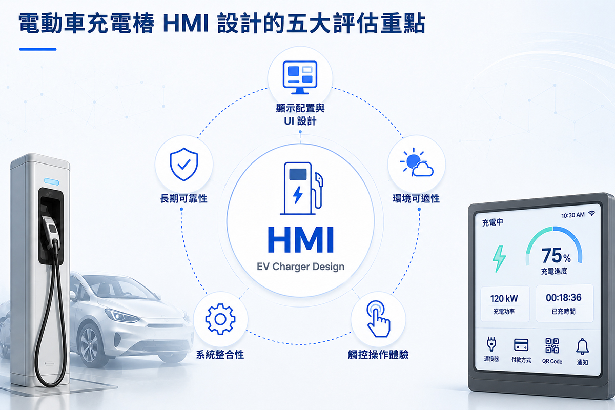 電動車充電樁 HMI 設計的五大評估重點