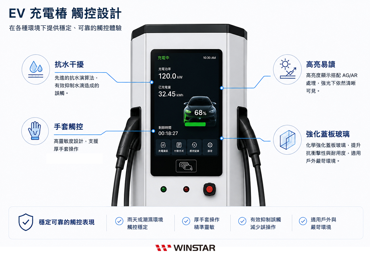 EV 充電樁 觸控設計 - 在各種環境下提供穩定、可靠的觸控體驗