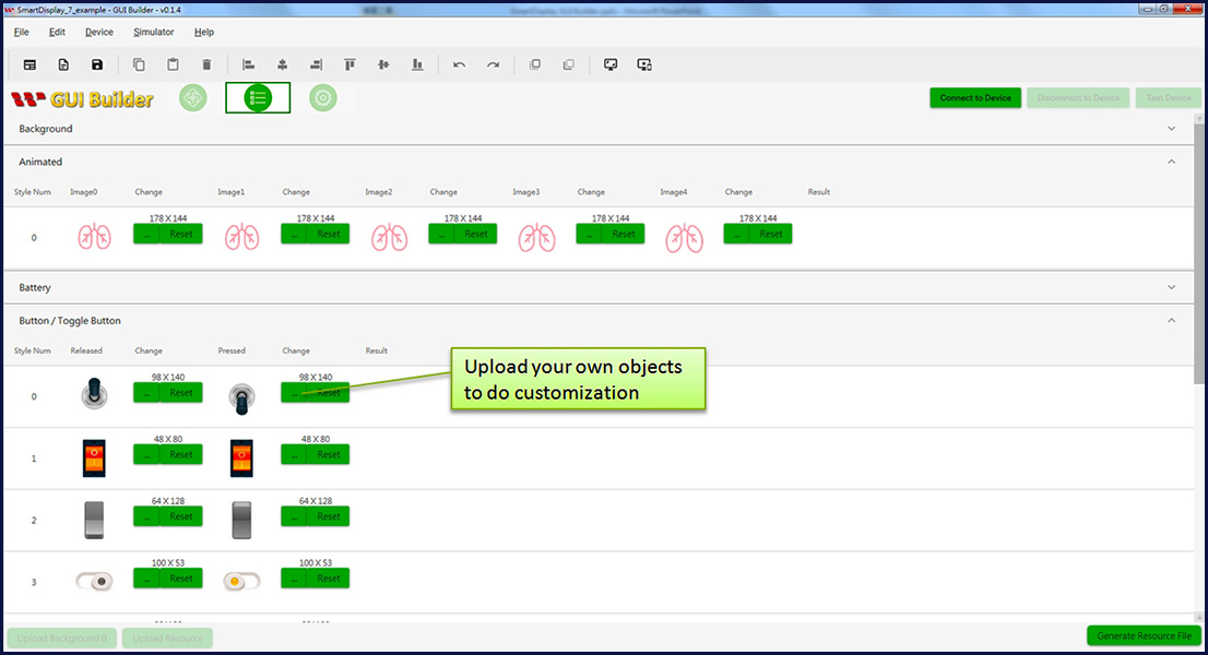 Anpassung durch Smart Display GUI Builder