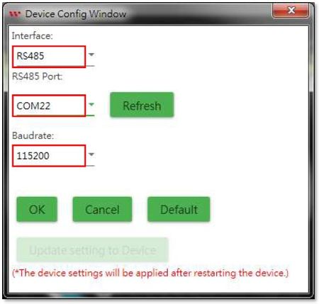 Set interface parameters