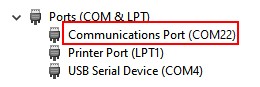 デバイス管理者のCom Port表示画面