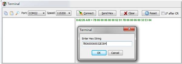 그림 3-9 Send Control Codes with Terminal Program