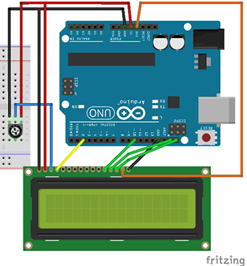 Verbindung der I2C-Schnittstelle zwischen LCM und Arduino Uno