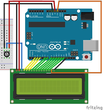 Verbindung der 6800 8-Bit-Schnittstelle zwischen LCM und Arduino Uno