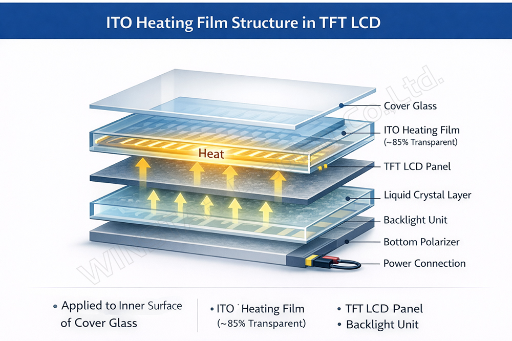 Figure 2. TFT LCD Structure with ITO Heating Film