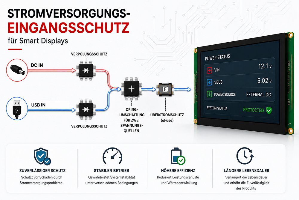 Eingangsschutzschaltung für die Stromversorgung von Smart Displays