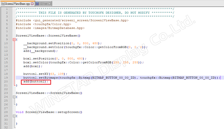 그림 10: Screen1ViewBase.cpp 내용