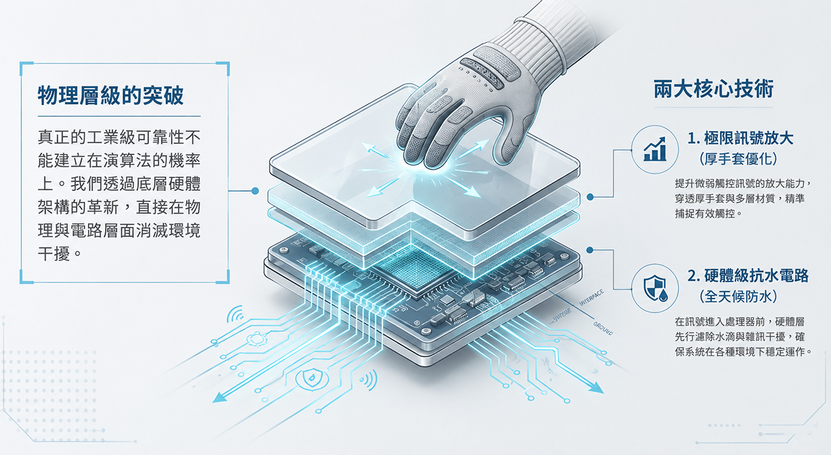 PCAP 電容觸控硬體防水架構