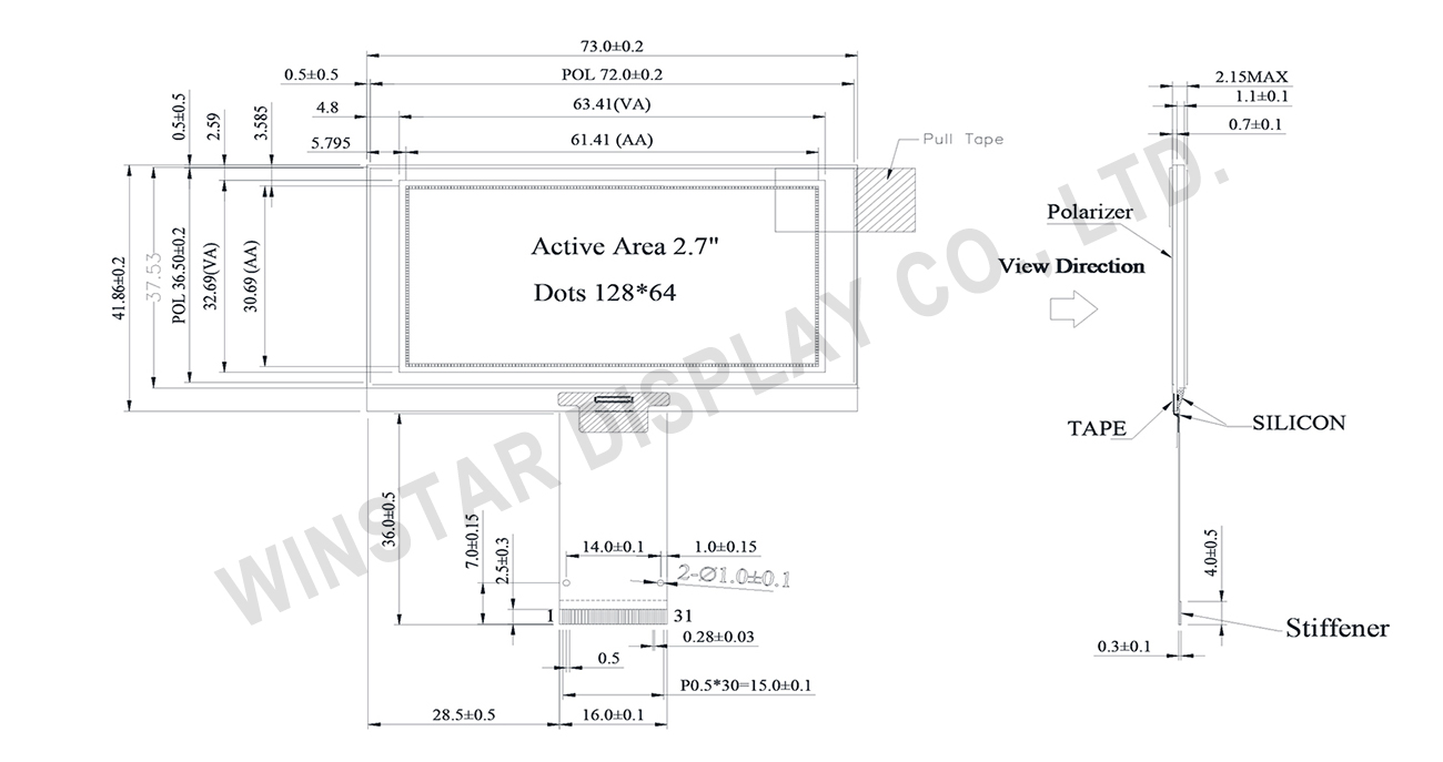 2.7” OLED LCD Module WEO012864K Spec.