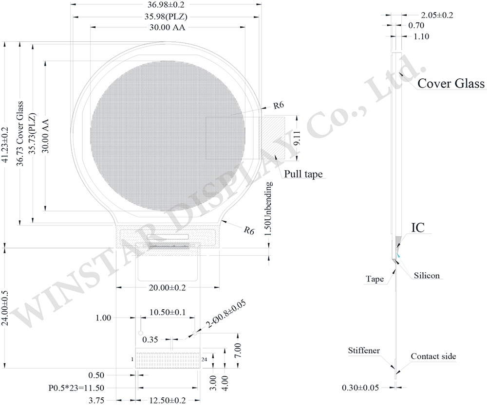 Circular OLED Φ 1.18” WEO128128B - spec
