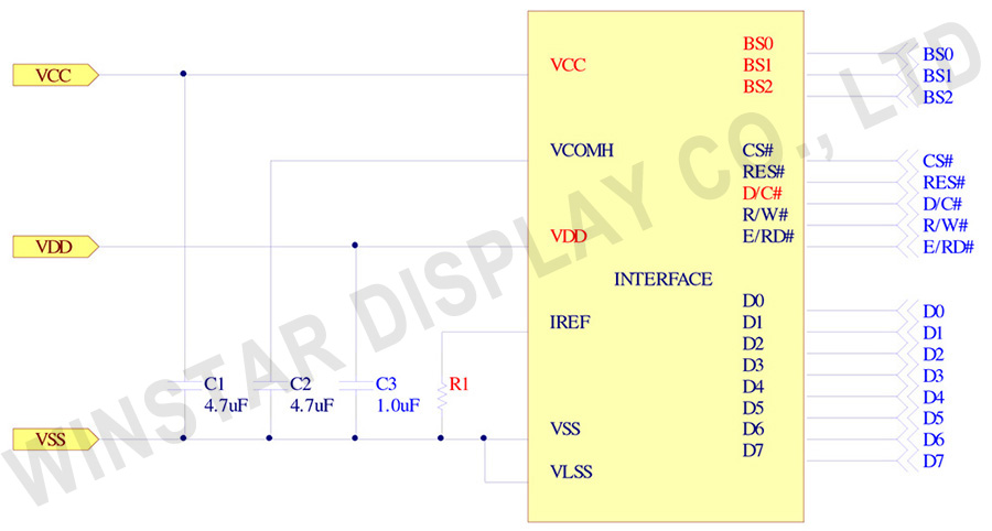 Figure 1. SSD1309 Application recommendations