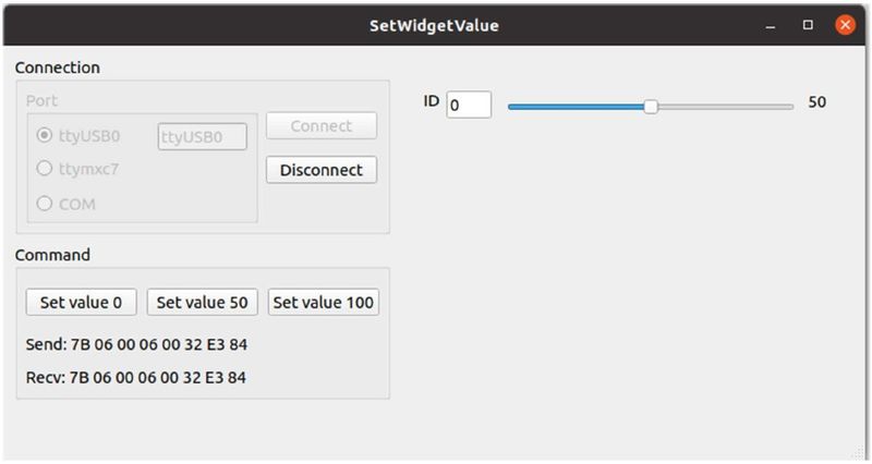 Figure 7-2 Set WidgetValuet screen on Ubuntu