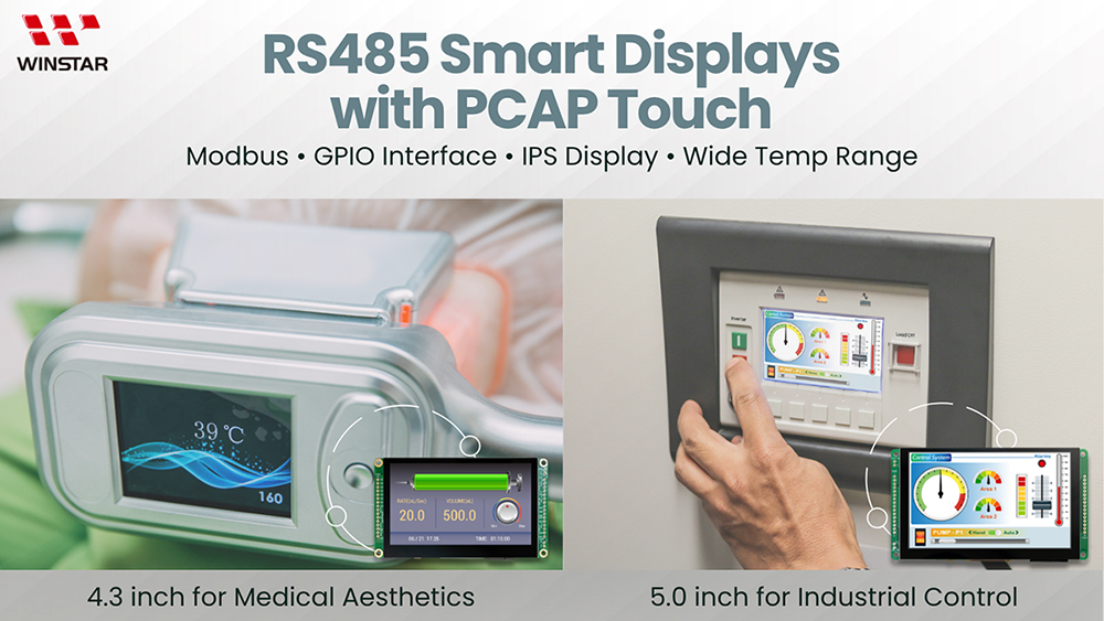 4.3-inch and 5-inch RS485 Smart Displays with GPIO
