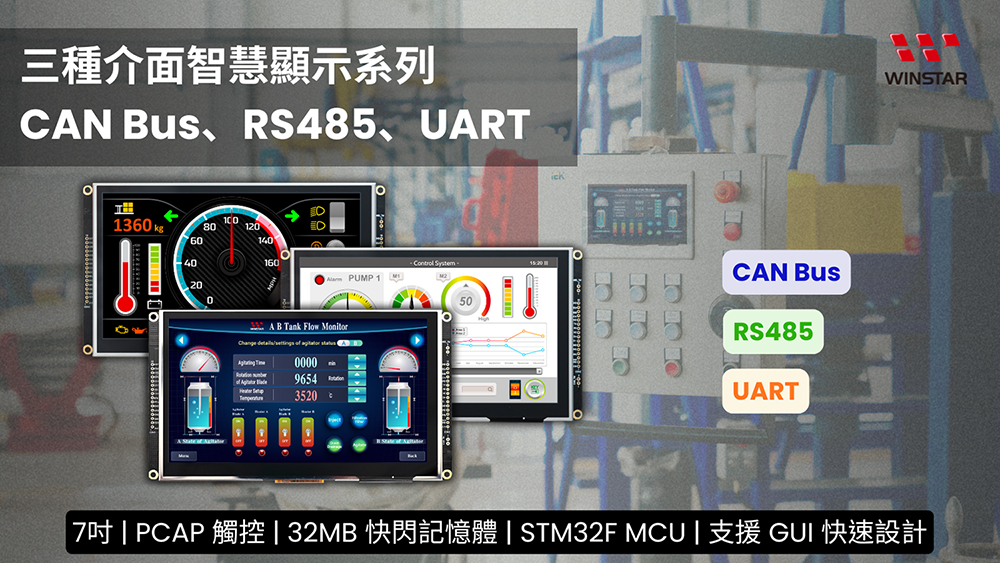 三種介面智慧型顯示器系列: CAN Bus、RS485、UART - 華凌光電