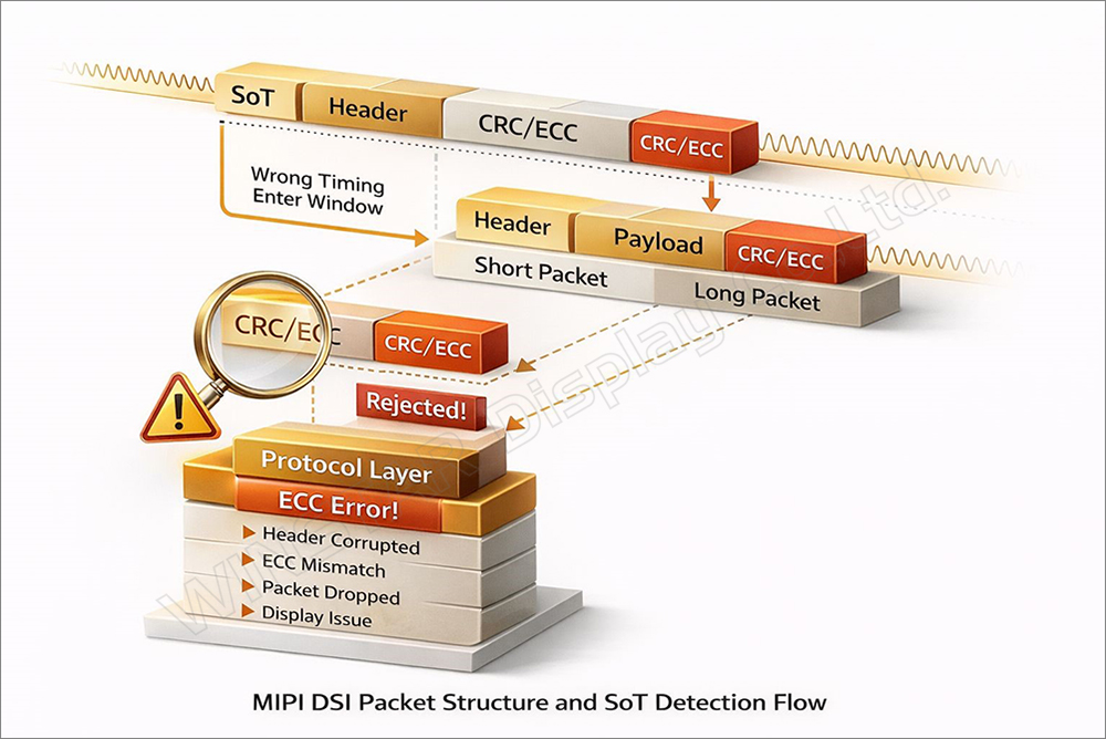MIPI DSI packet structure and SoT detection flow